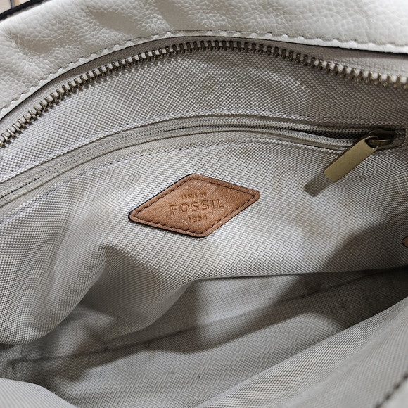 FOSSIL WHITE TAN TAUPE CROSSBODY LEATHER  BAG - Picture 10 of 11
